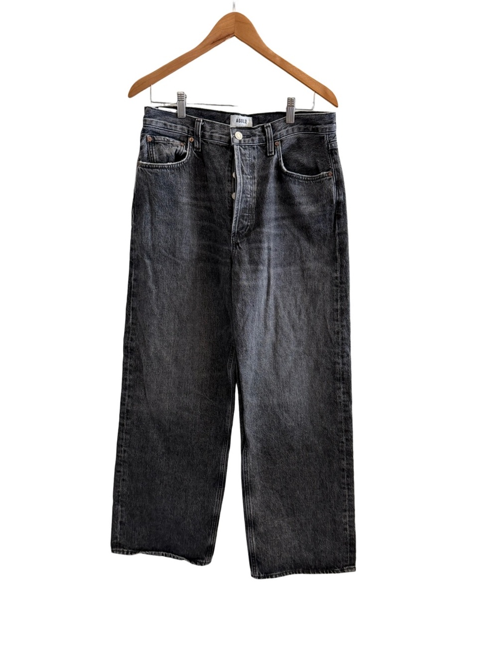 AGOLDE Low Slung Baggy Jeans Black Wash Size 28 Style A9079B-1346 - Picture 2 of 12